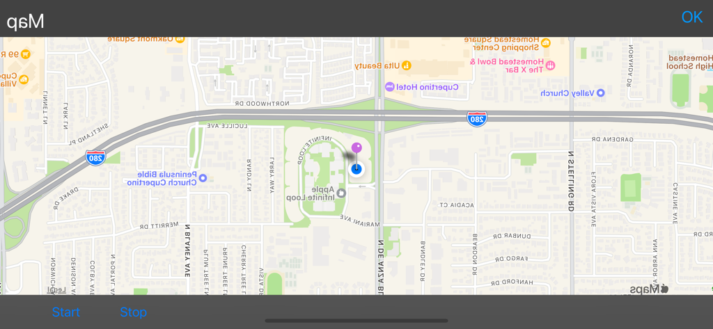 Headup Display - Mirrored GPS map interface for windshield head-up display projection