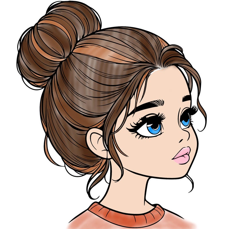 realistic girl with bun