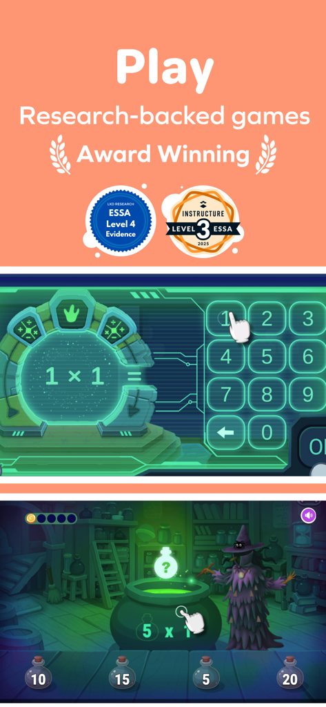 Splash Mini: Multiplication - 수상 경력이 있는 연구 배지가 있는 교육용 곱셈 게임
