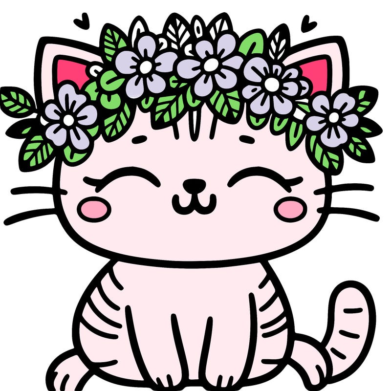 a kitty with a flower crown