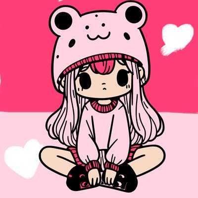 a girl wearing a frog hat and some frog socks