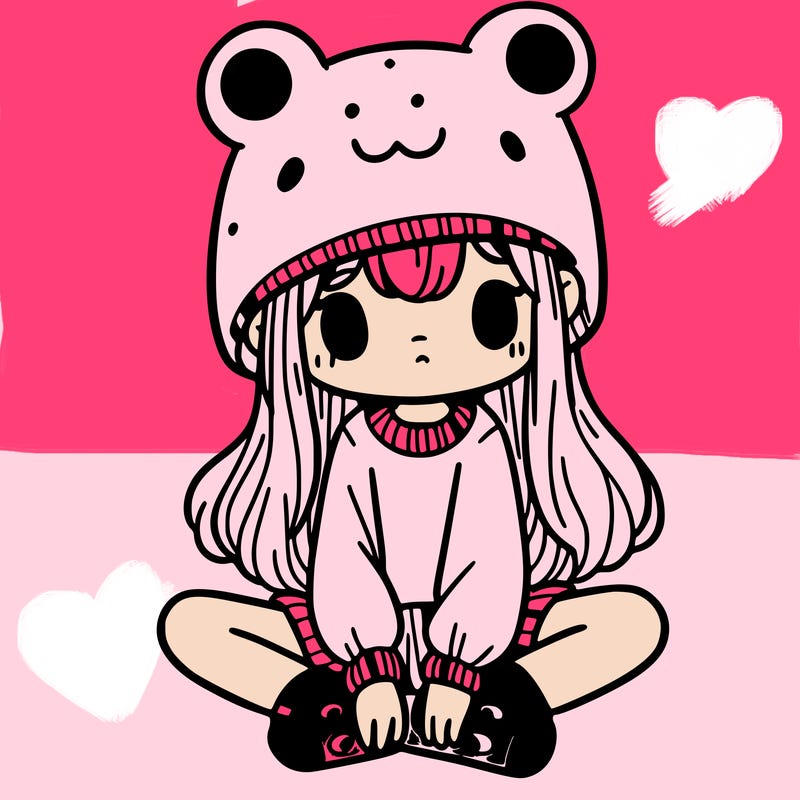 a girl wearing a frog hat and some frog socks