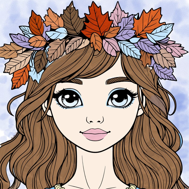 realistic girl with fall leaf crown