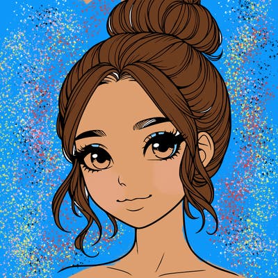 realistic pretty girl with hair in bun