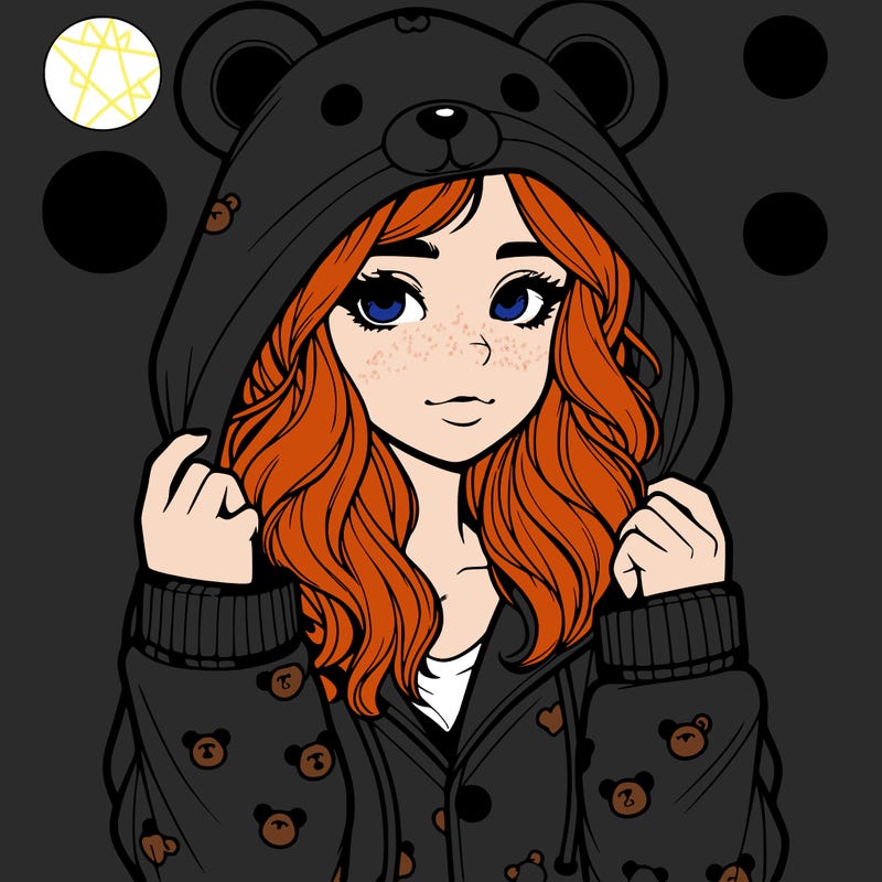 realistic girl in a animal pjs hoodie