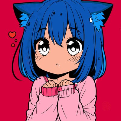 shy anime catgirl