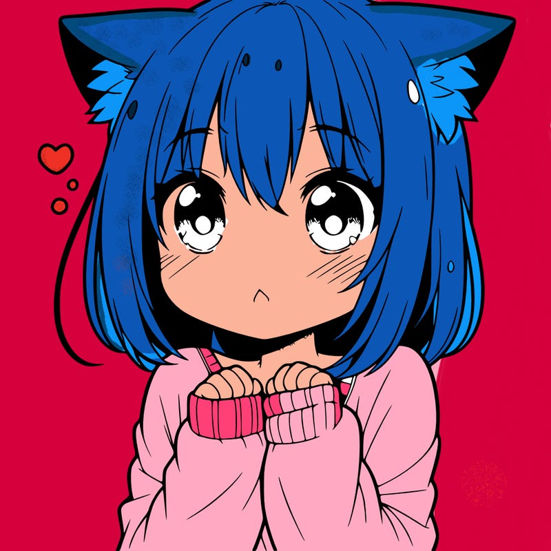 shy anime catgirl