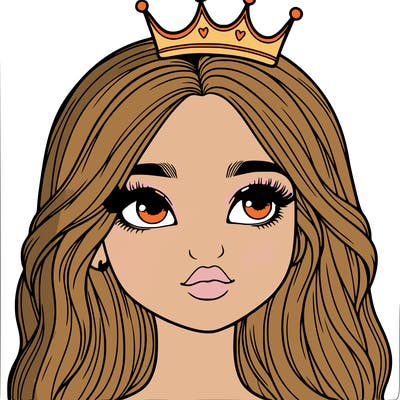 a realistic girl with a crown on