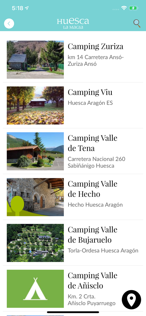 Huesca La Magia - Un elenco di campeggi a Huesca Spagna sull'app di viaggio Huesca La Magia
