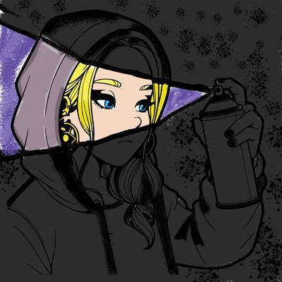 a realistic girl, spray painting