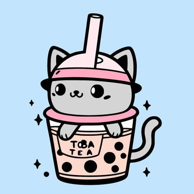 boba tea cat