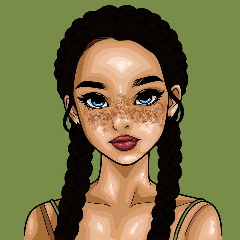 realistic girl with braids