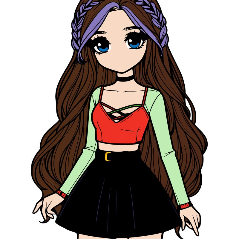 realistic girl with a leather skirt