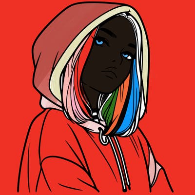 a realistic girl in a hoodie