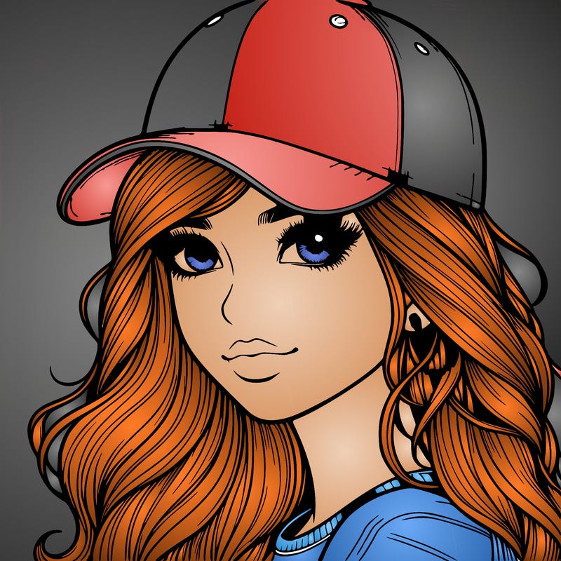 beautiful teenage girl baseball hat realistic