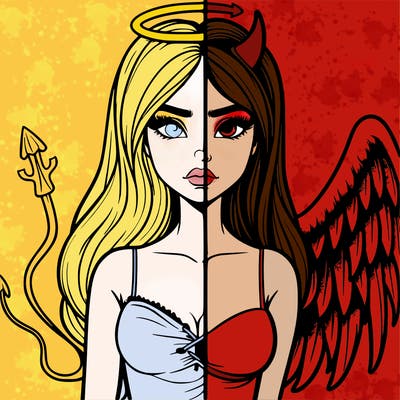 devil vs angel realistic girl