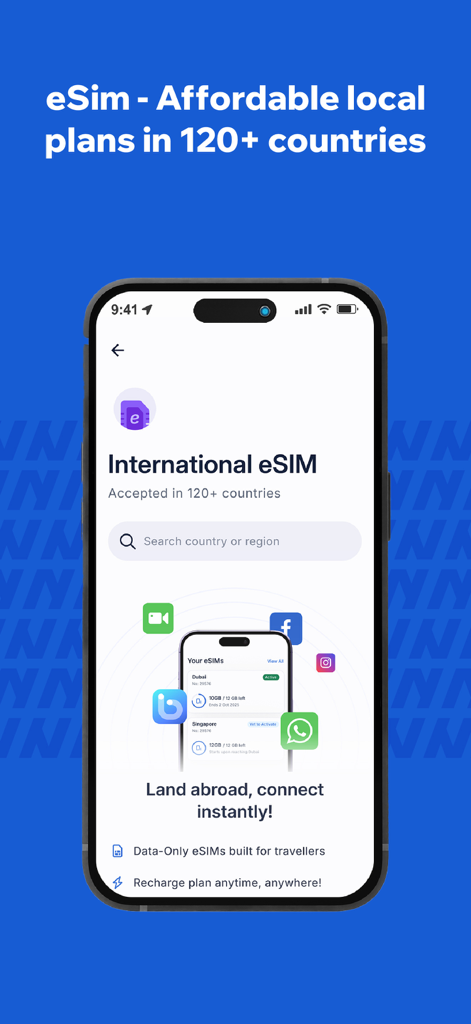 Niyo: Global cards for travel - Niyo app interface for buying international eSIM plans in over 120 countries.