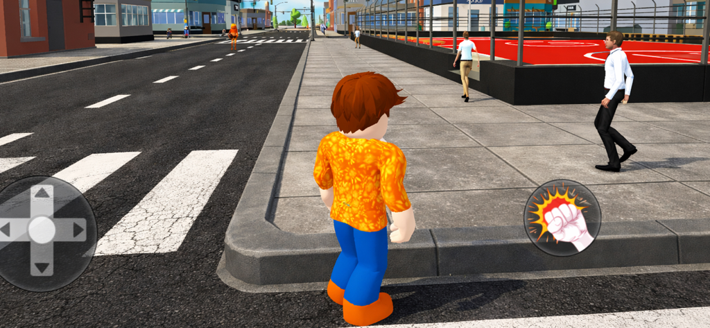 City life RP Open World Game - Un personnage marchant dans une rue de la ville dans le jeu mobile City Life RP