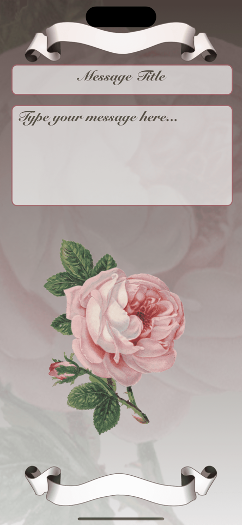 Classical Birthday - A vintage-style greeting card editor screen featuring a pink rose illustration, elegant banners, and cursive text fields.