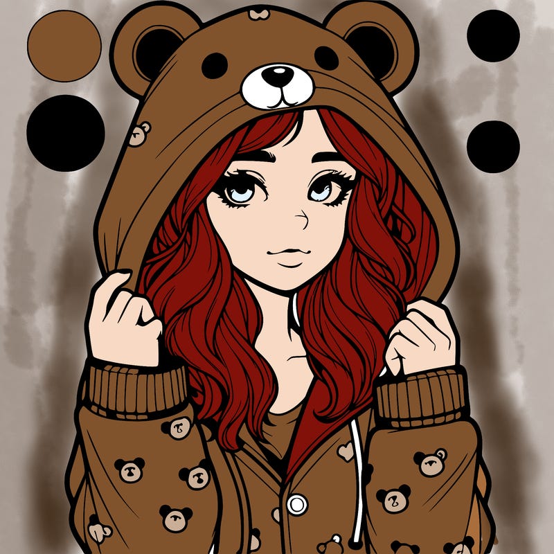 realistic girl in a animal pjs hoodie