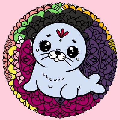 a cute baby seal mandala