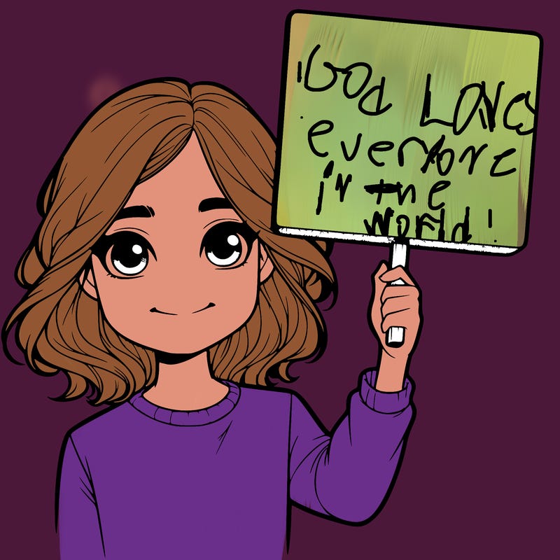 realistic girl holding up a sign