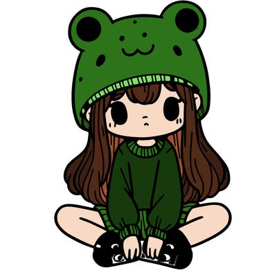 a girl wearing a frog hat and some frog socks