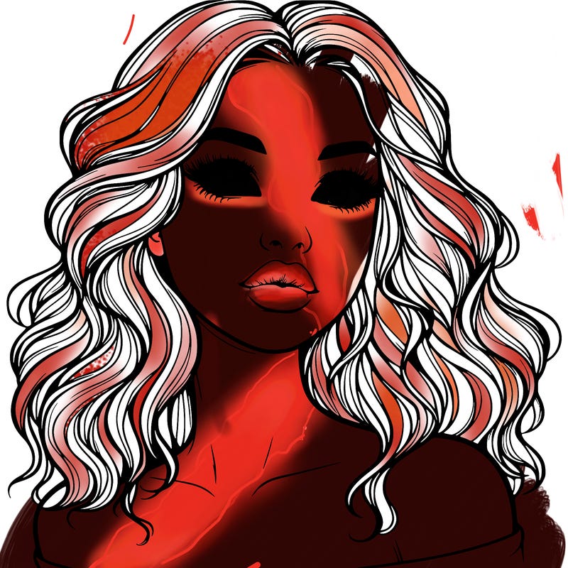 realistic girl with wavy hair and lips