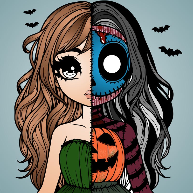 realistic girl halloween split