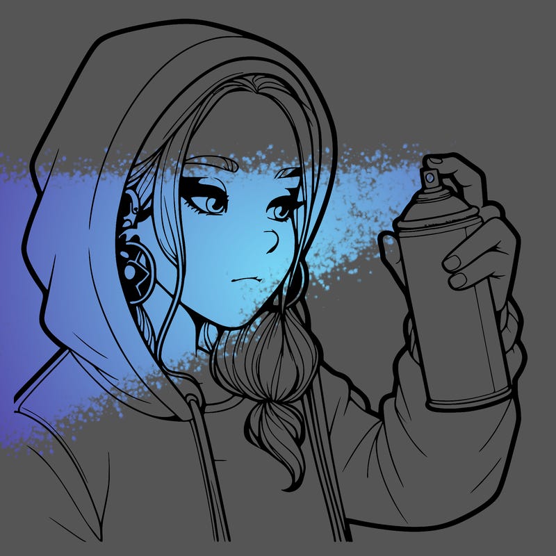 a realistic girl, spray painting