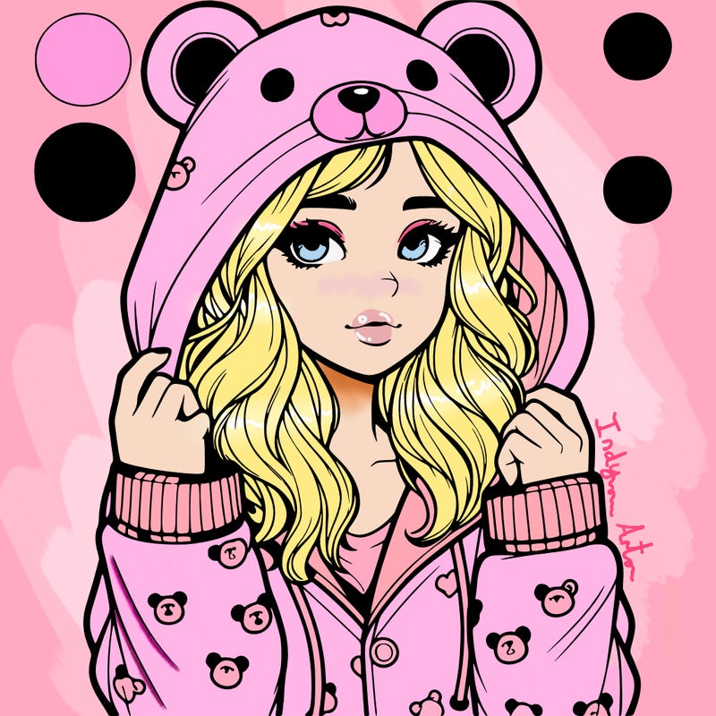 realistic girl in a animal pjs hoodie