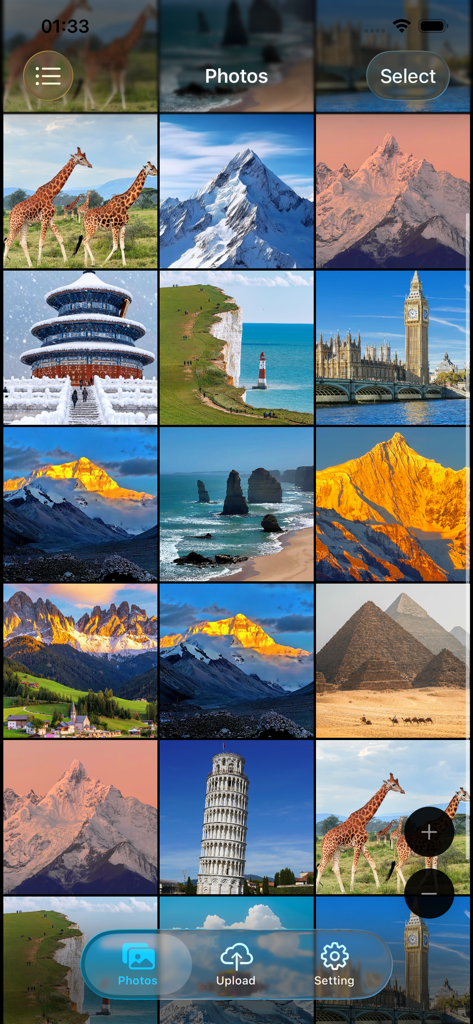PicLink-Best image Hosting App - PicLink app interface showing a grid of photos for image hosting selection