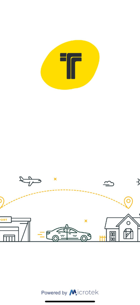 inTaxi, il tuo taxi - inTaxi app splash screen with yellow logo and taxi route illustration