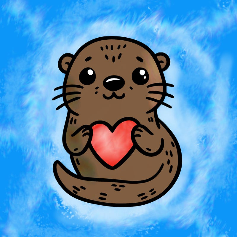 otter with a heart