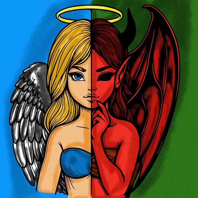 realistic angel half demon