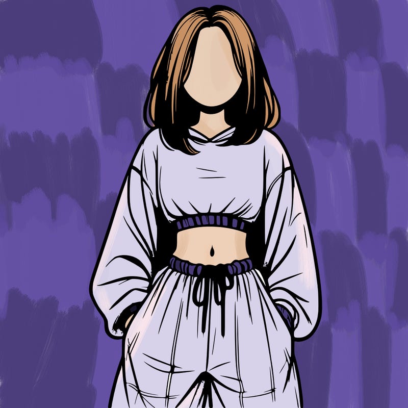 realistic girl faceless with baggy pants and a crop top