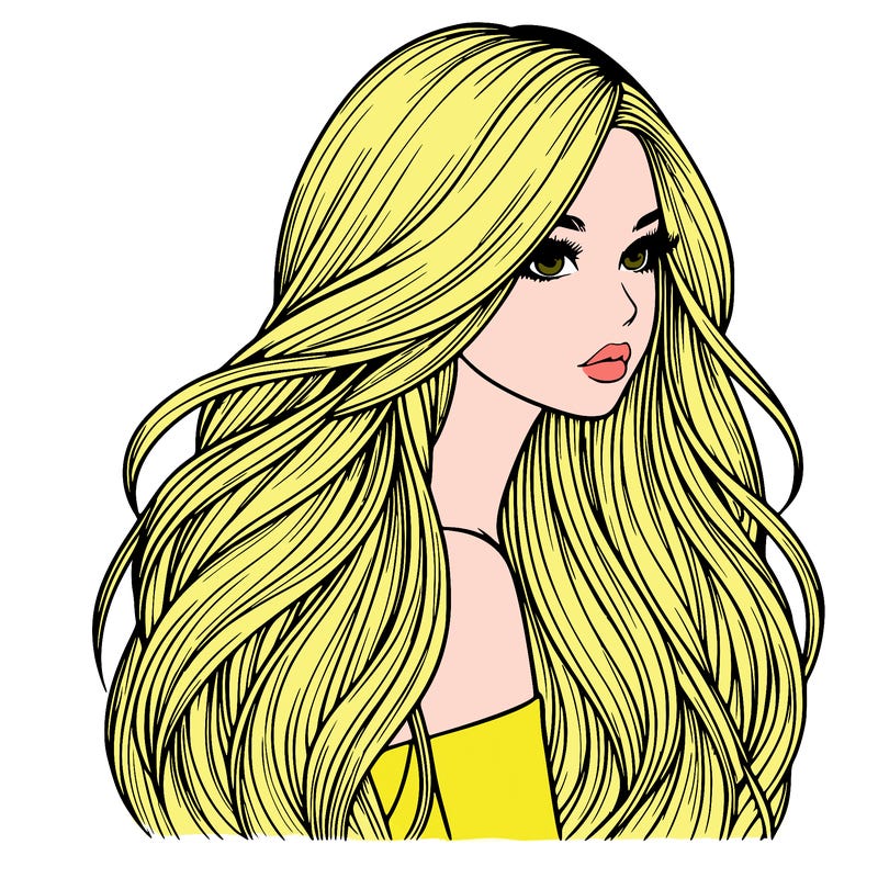realistic girl with long realistic hair