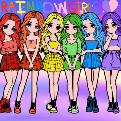 a group of girls realistic