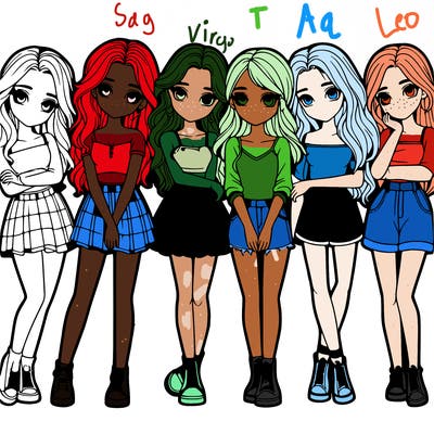 a group of girls realistic