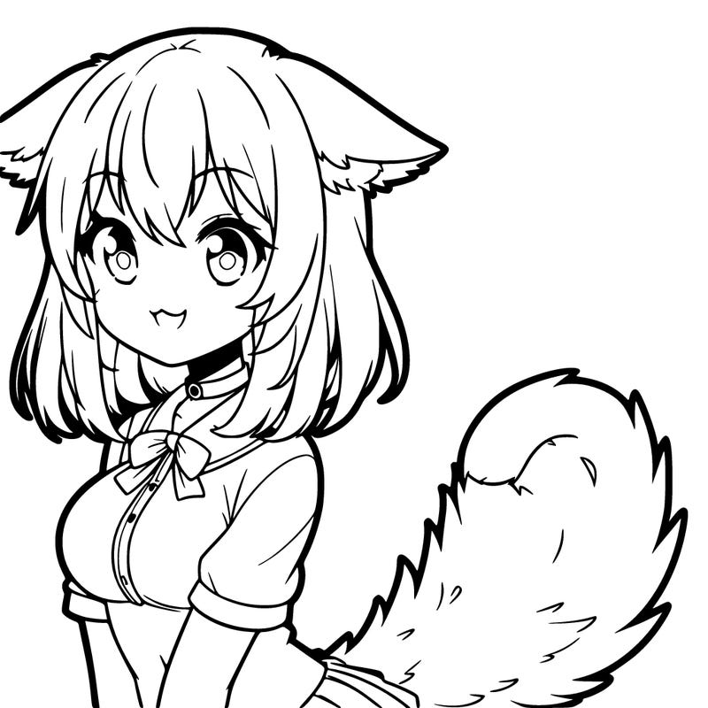 a cute female anime dog human hybrid