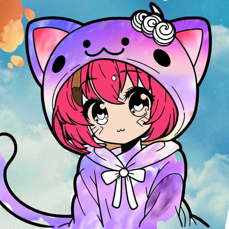 a anime cat wearing a cinnamoroll
