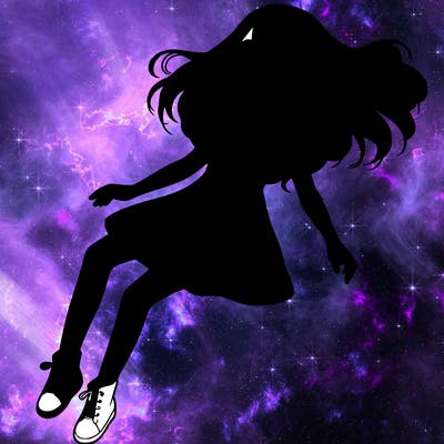 realistic girl floating