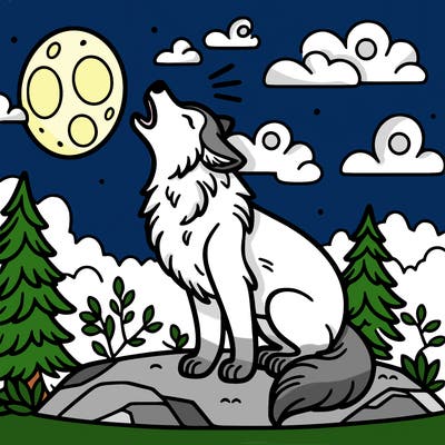 wolf howling at moon