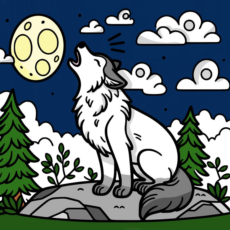 wolf howling at moon