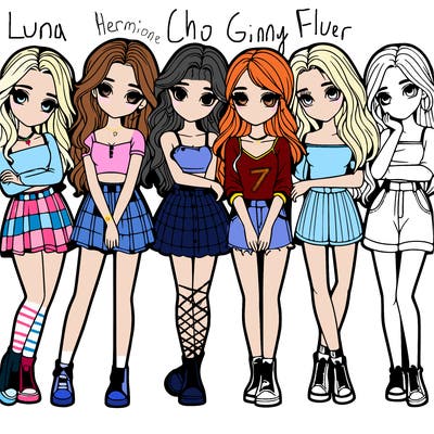 a group of girls realistic