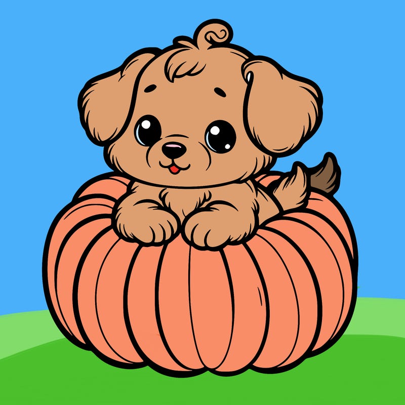 cute little puppy in a pumpkin