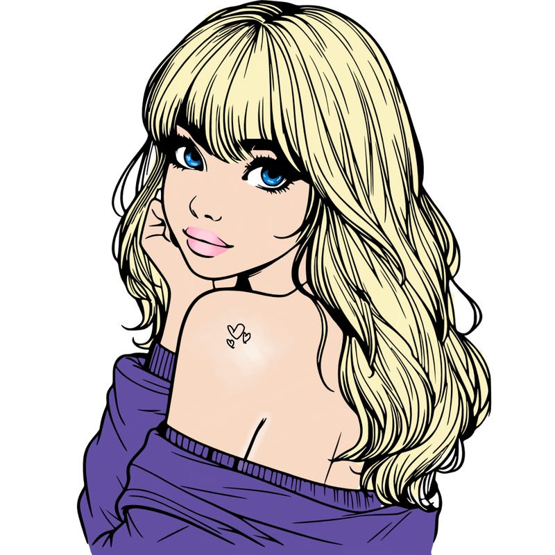 realistic girl with bangs looking over her shoulder