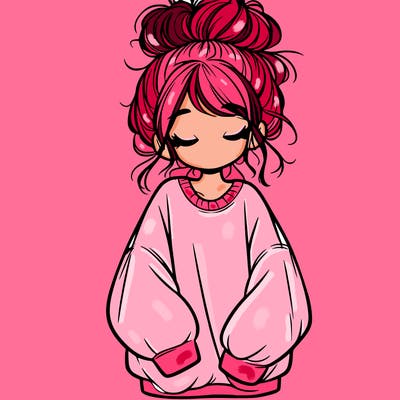 girl with baggy sweatshirt and messy bun
