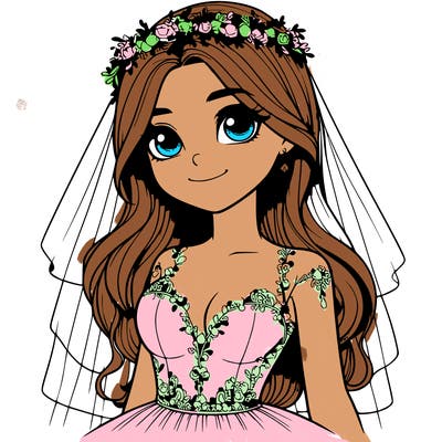 realistic girl in a wedding dress