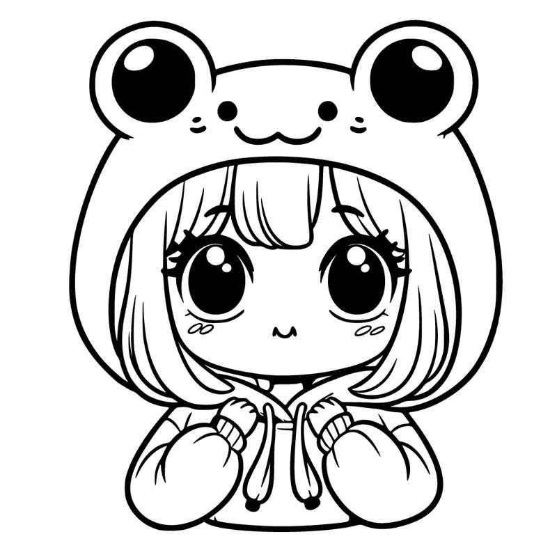 girl with frog hoodie and frog hat